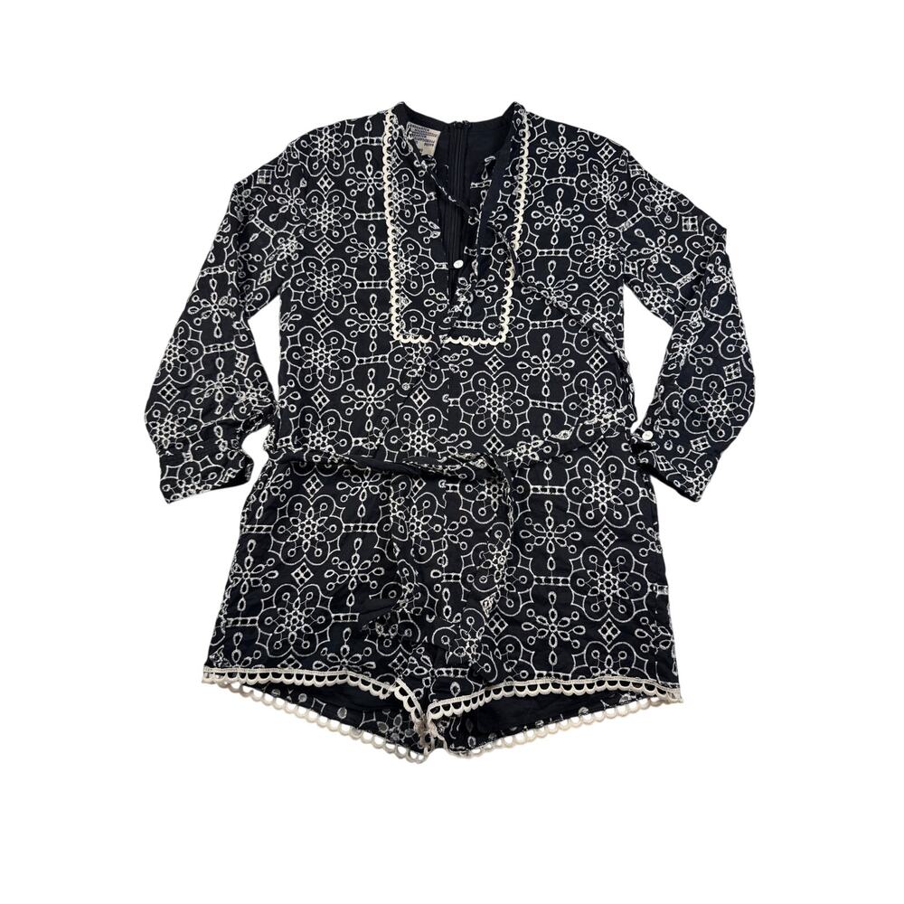 Baum und Pferdgarten Romper Black White Embroidered Eyelet Belted Playsuit